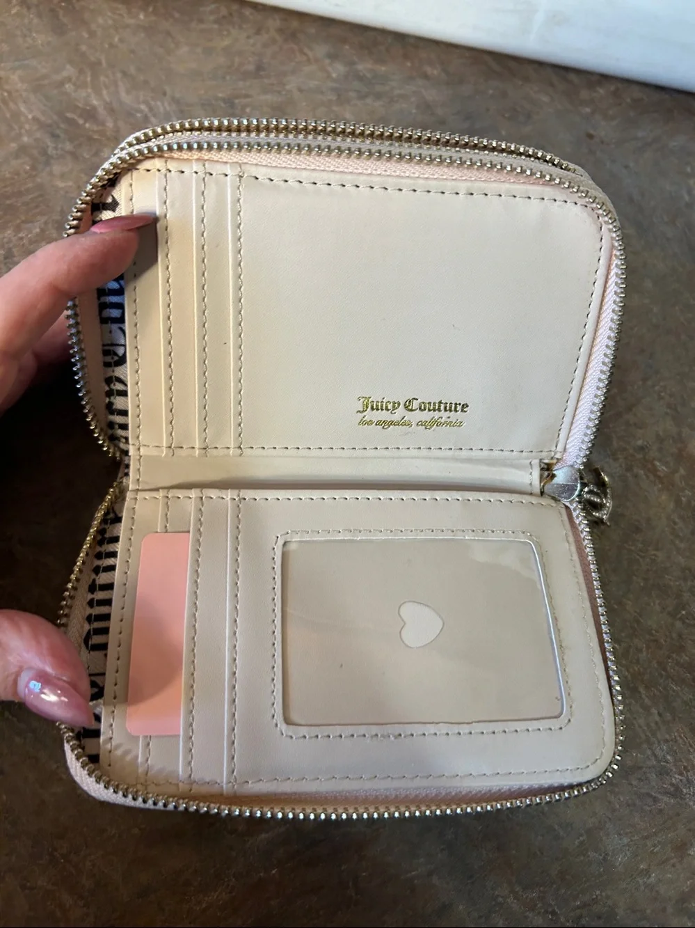 Juicy Couture Pink Rhinestone Zip Around Wallet